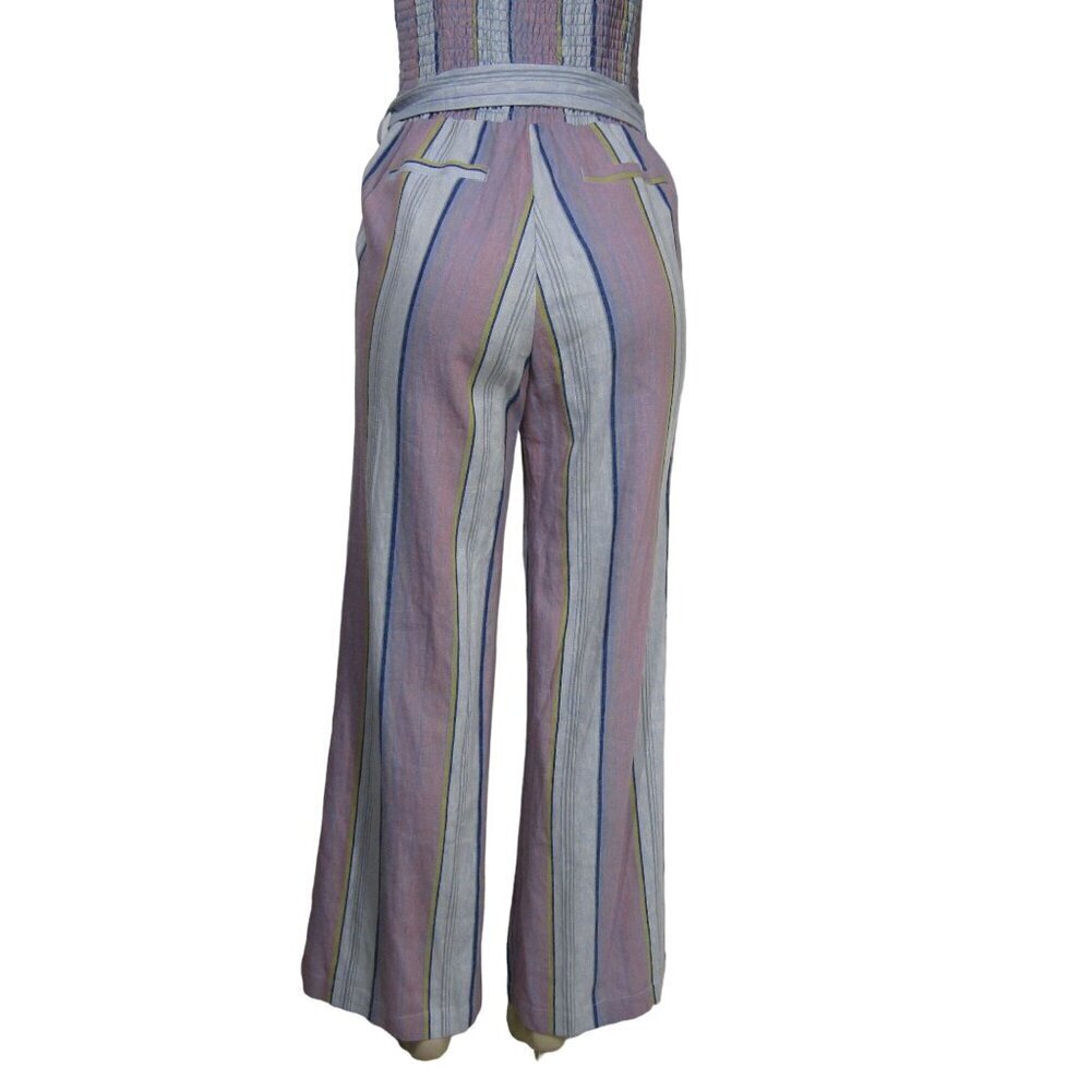 CHASER NWT Striped Linen Blend Jumpsuit Boho Beach Coastal Retro Festival M - Picture 6 of 11